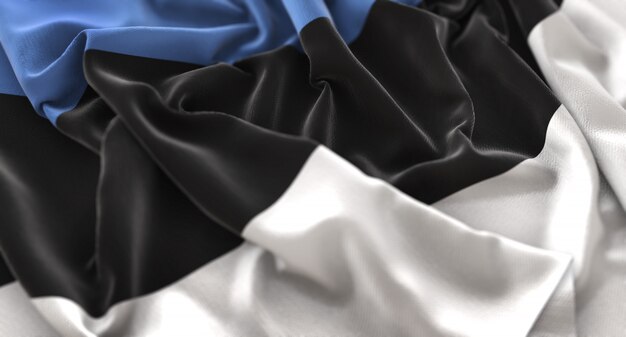 Bandiera dell&#39;Estonia Increspato Splendamente Sventolando Macro Close-Up Shot