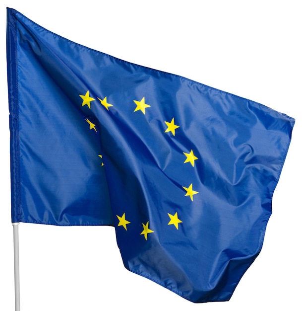 Bandiera dell'Unione europea isolata su sfondo bianco