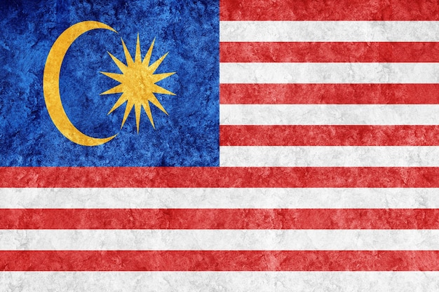 Bandiera della Malesia metallica, bandiera strutturata, bandiera del grunge