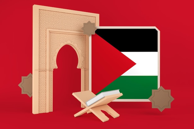 Bandiera della Palestina del Ramadan e sfondo islamico