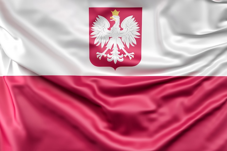 Foto gratuito bandiera della polonia con stemma