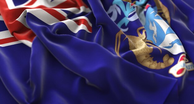 Bandiera di Tristan da Cunha Increspato Splendamente Sventolando Macro Close-Up Shot