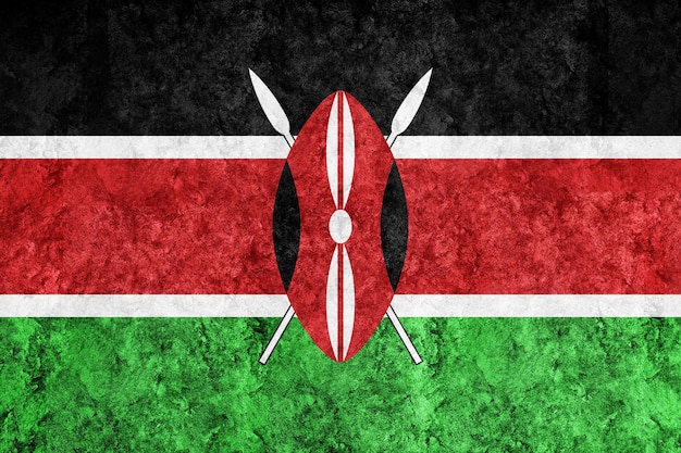 Bandiera metallica del Kenya, bandiera strutturata, bandiera del grunge