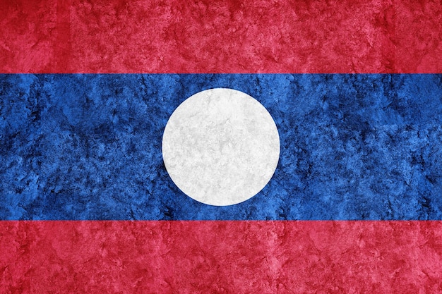 Bandiera metallica del Laos, bandiera strutturata, bandiera del grunge