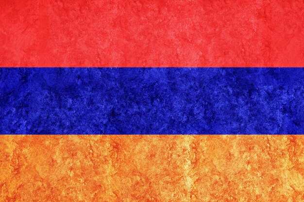 Bandiera metallica dell'Armenia, bandiera strutturata, bandiera del grunge