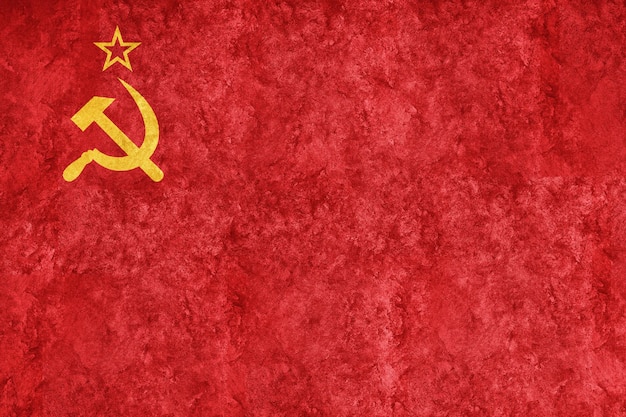 Bandiera metallica dell'Unione Sovietica, bandiera strutturata, bandiera del grunge