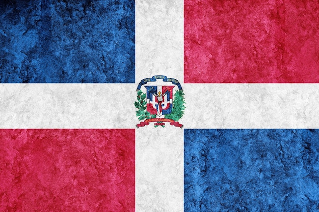 Bandiera metallica della Repubblica Dominicana, bandiera strutturata, bandiera del grunge