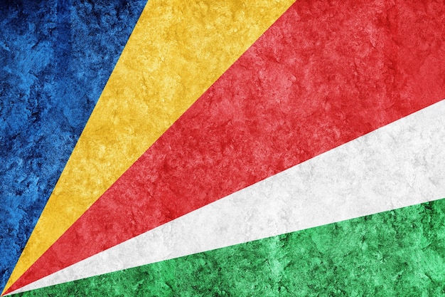 Bandiera metallica delle Seychelles, bandiera strutturata, bandiera del grunge