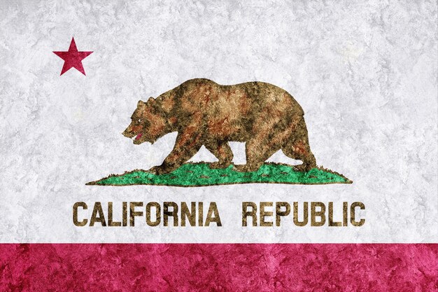 Bandiera metallica dello stato della California, sfondo della bandiera della California Struttura metallica