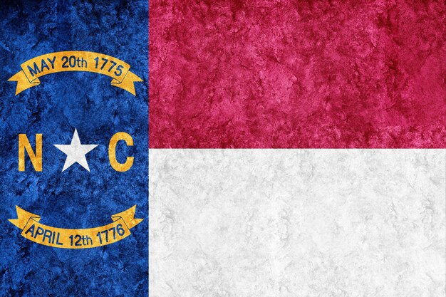 Bandiera metallica dello stato della Carolina del Nord, sfondo della bandiera della Carolina del Nord Struttura metallica