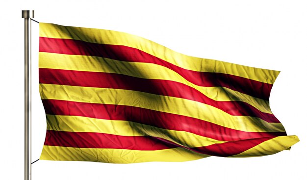 Bandiera nazionale della Catalogna isolato sfondo bianco 3D