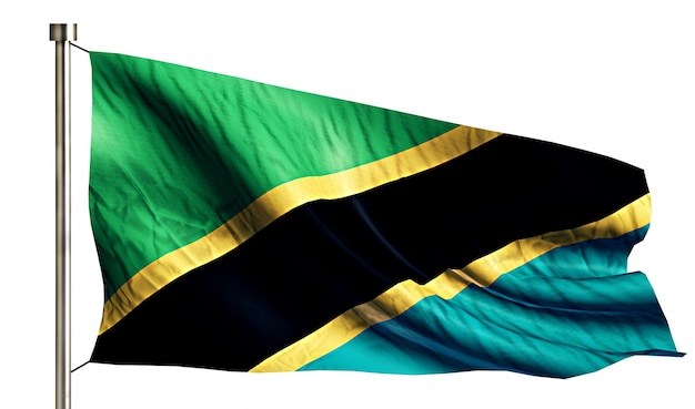 Bandiera Nazionale della Tanzania Isolato 3D Sfondo Bianco