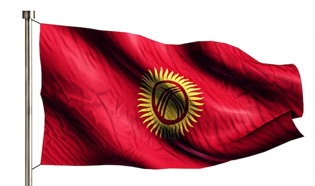 Bandiera Nazionale Kirghizistan Isolato Sfondo Bianco 3D