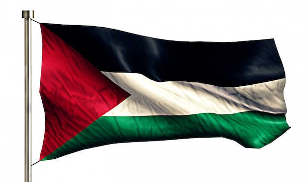 Bandiera Nazionale Palestina Isolato 3D Sfondo Bianco