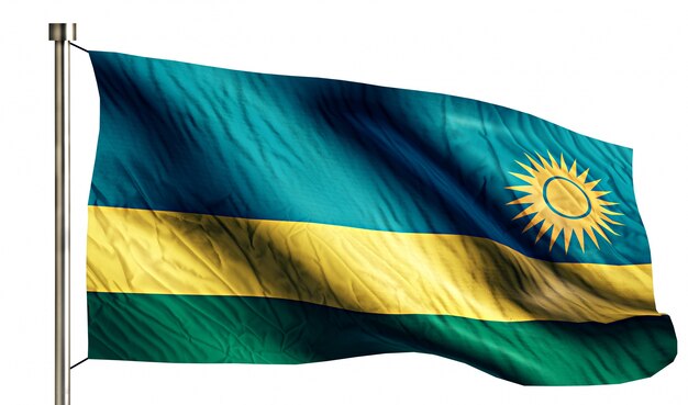 Bandiera Nazionale Rwanda Isolato 3D Sfondo Bianco