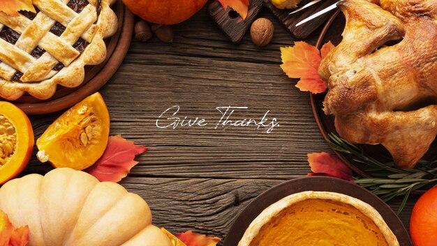 Banner autunnale con piatti gustosi piatti