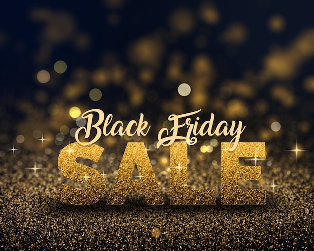 Banner del Black Friday con glitter scintillanti d'oro