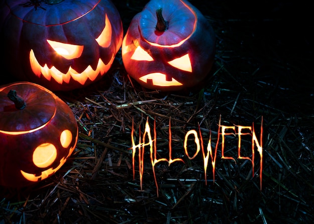 Banner di Halloween con disposizione di zucche