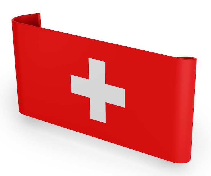 Foto gratuito banner di nastro bandiera svizzera