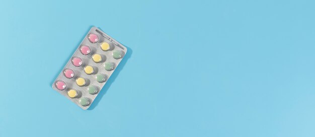 Banner di scienza minimalista con pillole