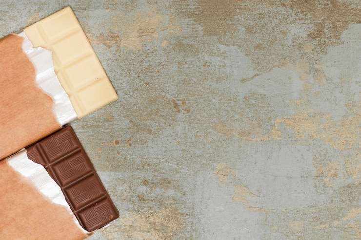 Foto gratuito barra di cioccolato fondente e latte su sfondo grunge