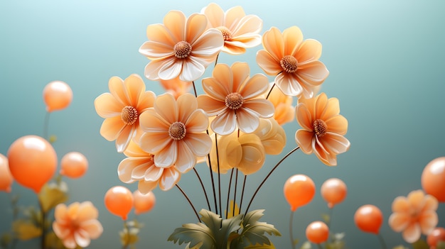 Bei fiori astratti 3d