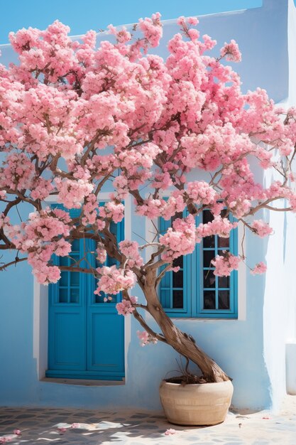 Bel albero con fiori rosa