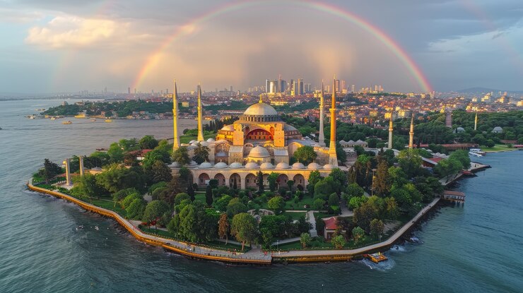 Foto gratuito bel arcobaleno in natura