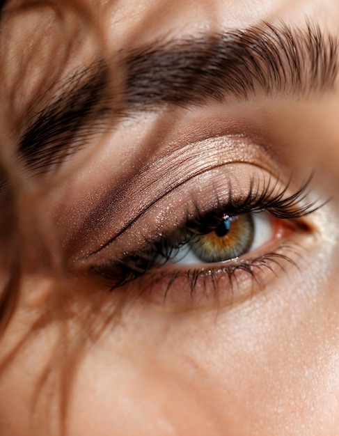 Bel dettaglio del ritratto di una donna che indossa il trucco