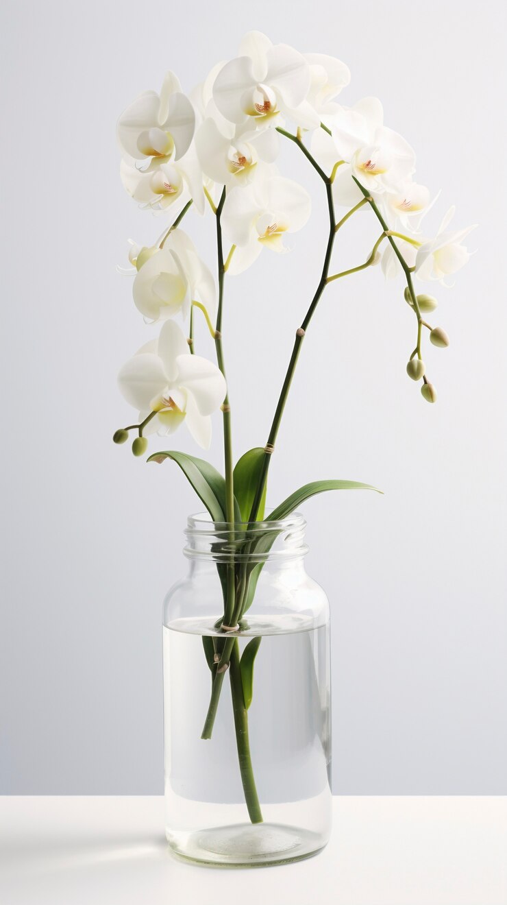 Foto gratuito bel vaso di fiori in studio