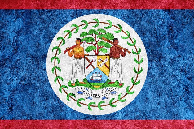 Belize bandiera metallica, bandiera strutturata, bandiera del grunge