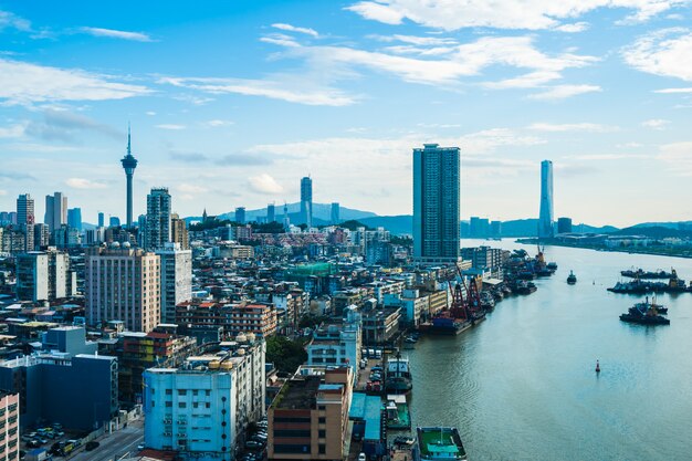 Bella architettura edificio paesaggio urbano della città di macao