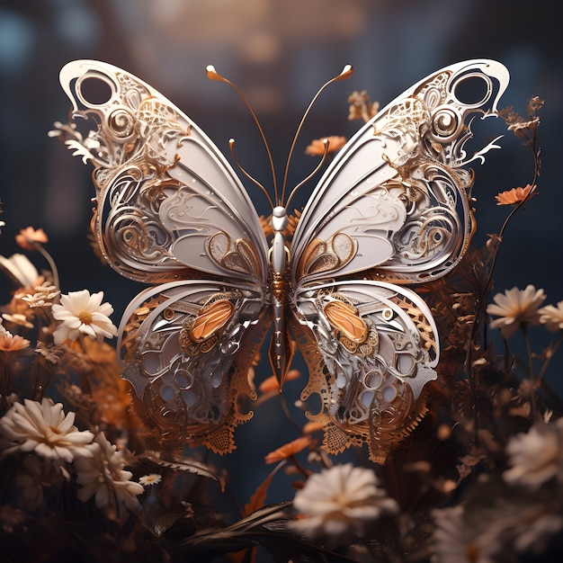 Bella farfalla con disegni dettagliati