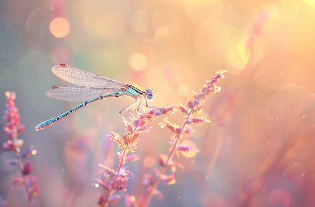 Bella libellula fotorealista in natura