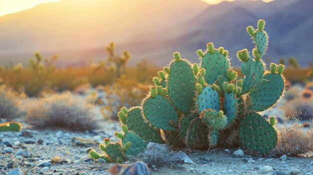 Bella pianta di cactus con paesaggio desertico