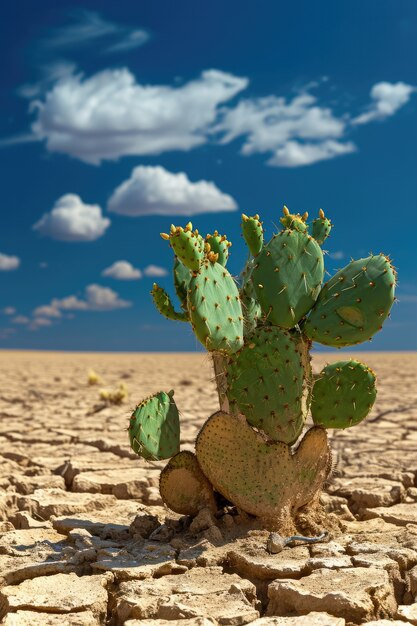 Bella pianta di cactus con paesaggio desertico