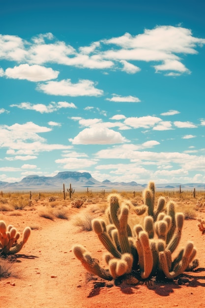 Bella pianta di cactus con paesaggio desertico