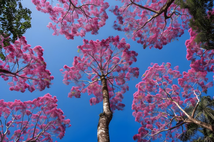 Foto gratuito bella prospettiva del baldacchino degli alberi con paesaggio naturale