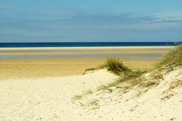 Bella ripresa di una spiaggia di sabbia a Tarifa, Spagna