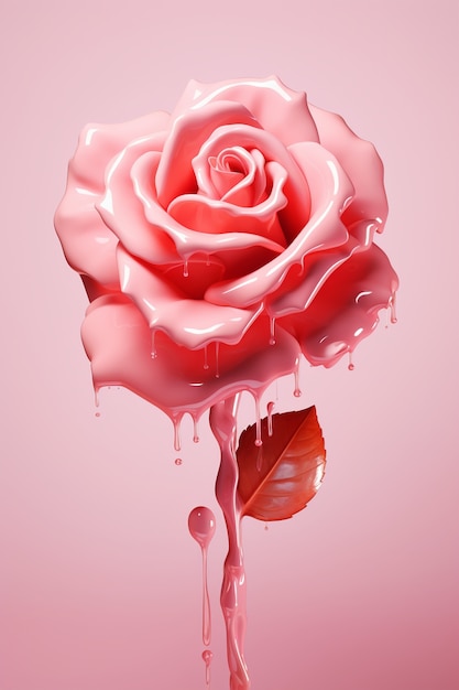 Bella rosa rosa in studio
