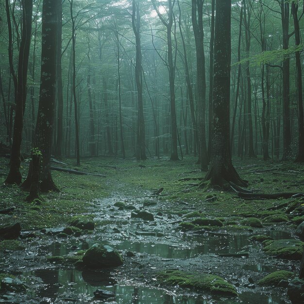 Bella scena della foresta giapponese