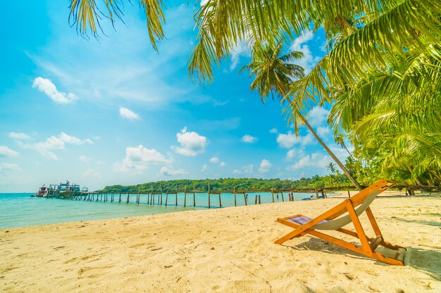 Bella spiaggia tropicale e mare con palme da cocco in paradiso isola