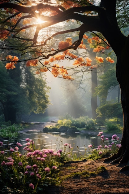 Bella stagione primaverile della foresta