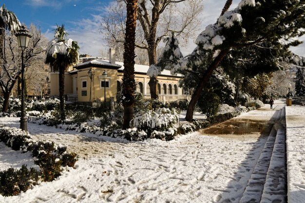 Bella strada con la neve