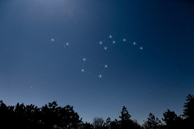 Belle costellazioni sul cielo blu scuro