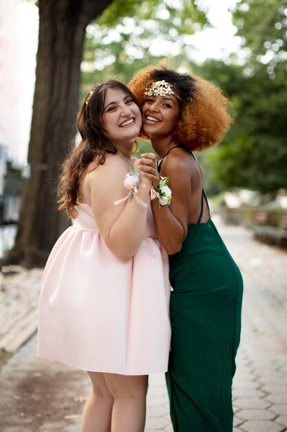 Belle giovani donne alla loro festa di laurea