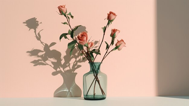 Belle rose in fiore in vaso