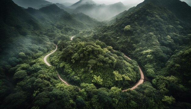 Bellezza del prato verde della catena montuosa alta generata dall'intelligenza artificiale