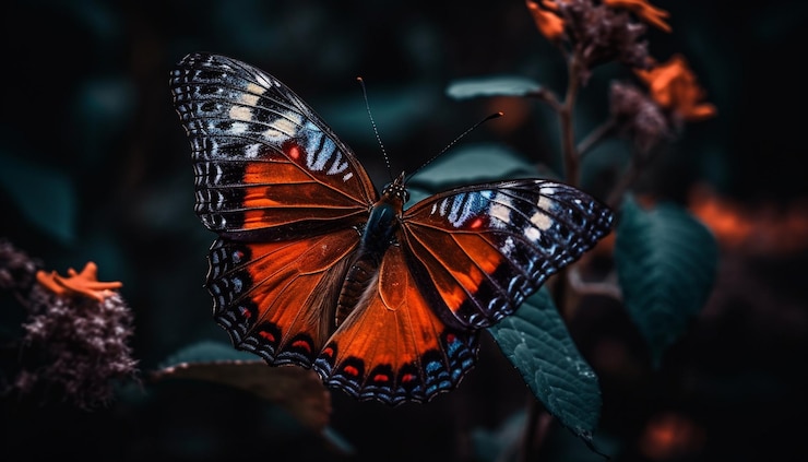 Foto gratuito bellezza fragile dell'ala di farfalla multicolore in natura generata dall'intelligenza artificiale
