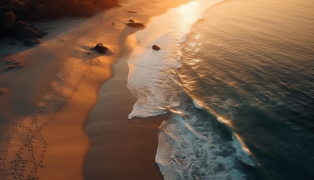 Bellezza nella natura tranquilla vista sul mare al tramonto generata dall'intelligenza artificiale
